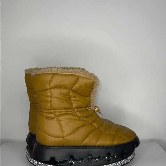 Ash Mustard Quilted Ankle Boots with Black Sole - Picture 3 of 6